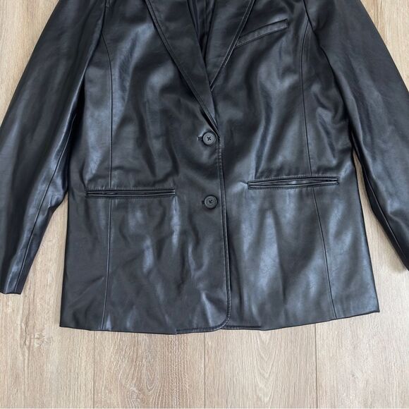 S O L D : Gap Vegan Leather Blazer Black Size Large Womens - Picture 5 of 13